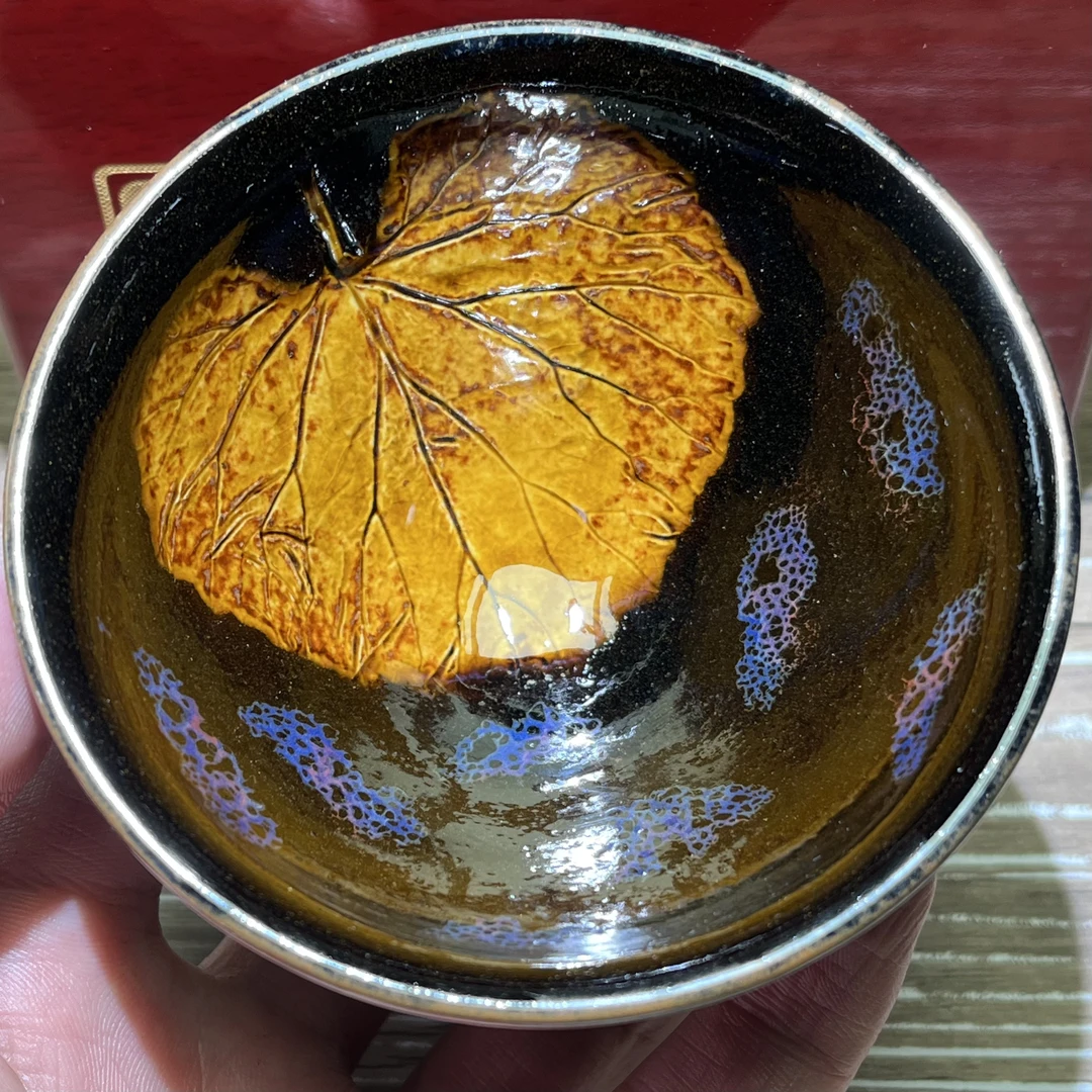 建阳建盏陶瓷茶杯非遗蔡炳龙柴烧乌金木叶纯手工铁胎天目盏主人杯