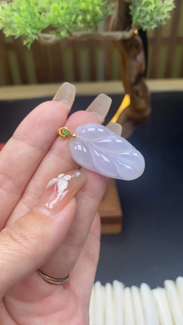 天然a货翡翠18k叶子189