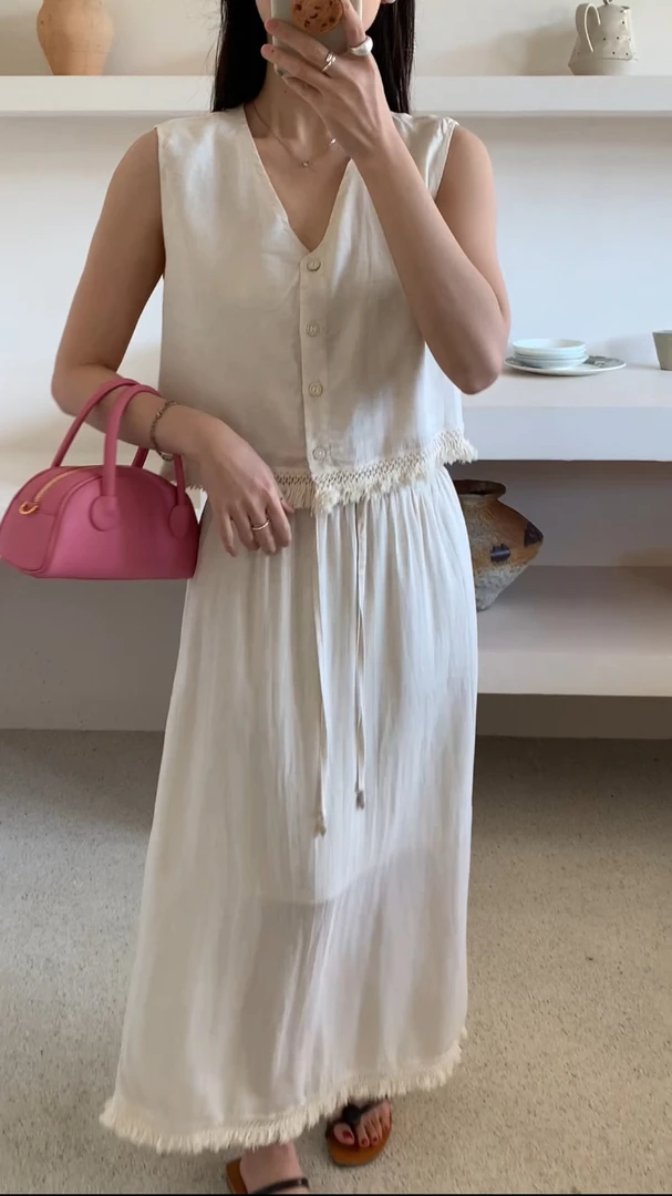 6628 土布鱼韩系棉麻套装