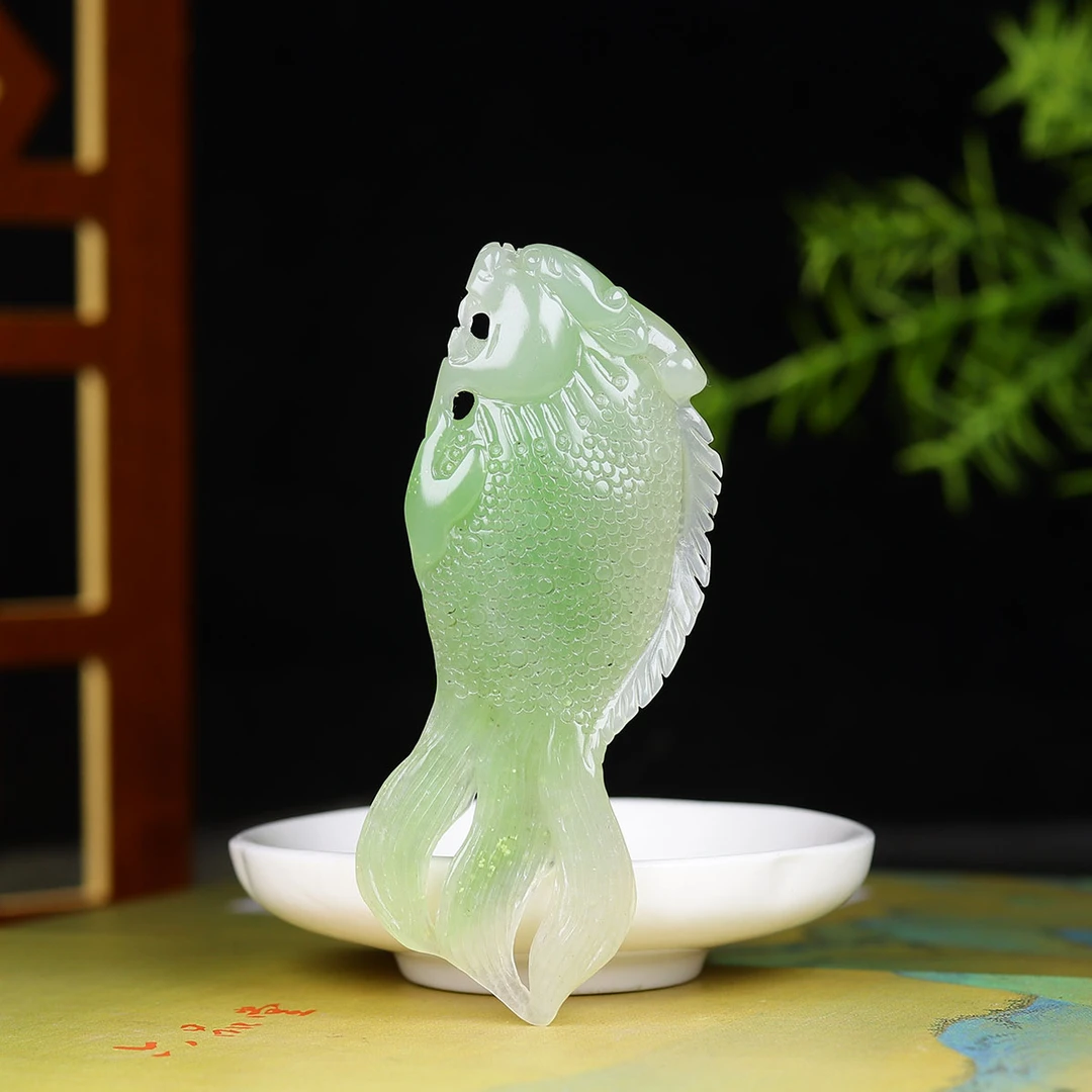 91526和田玉翠青鱼