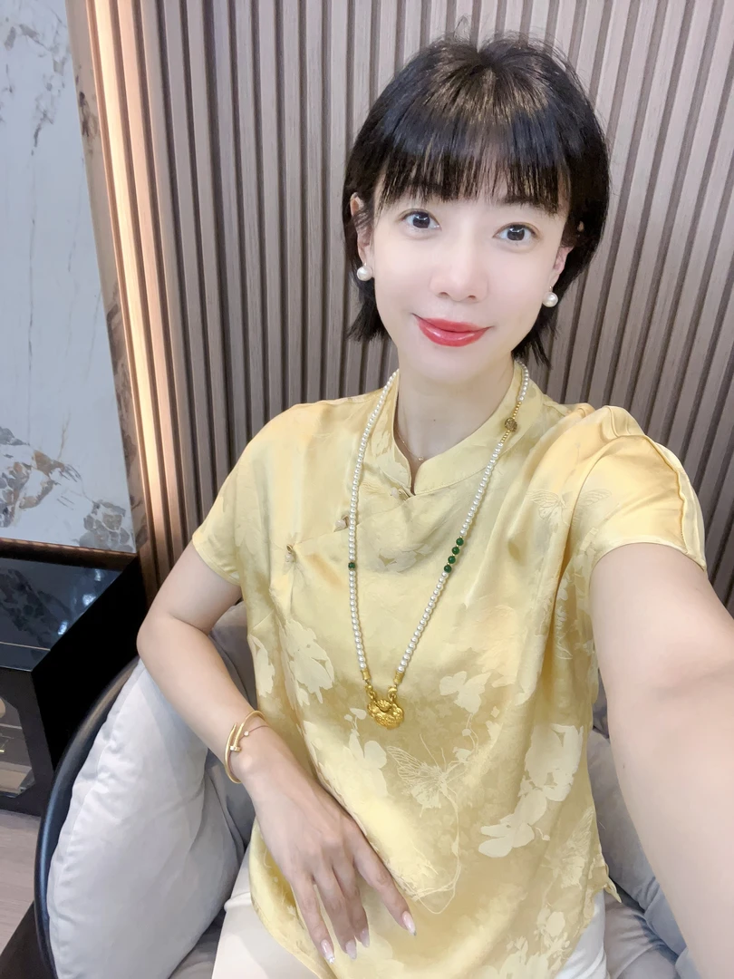 【苏卿】新中式国风人丝大提花国风领时尚气质夏季短袖小衫上衣