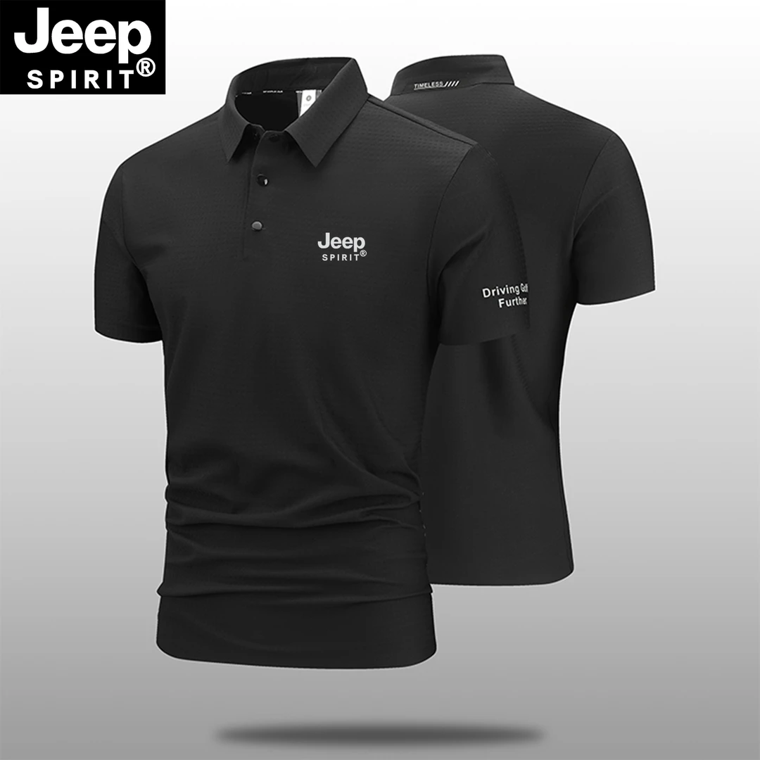 JEEPSPIRIT吉普高端商务冰丝POLO衫男短袖夏季薄款男士翻领T恤