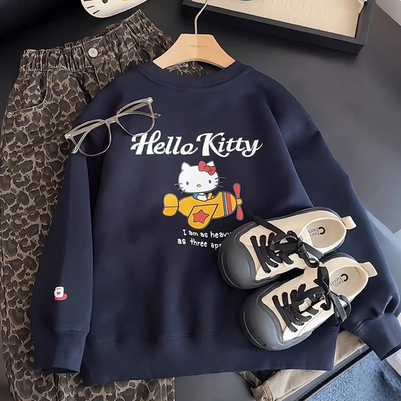 女童时髦卫衣春秋装2025新款儿童圆领上衣韩版女孩卡通套头衫洋气