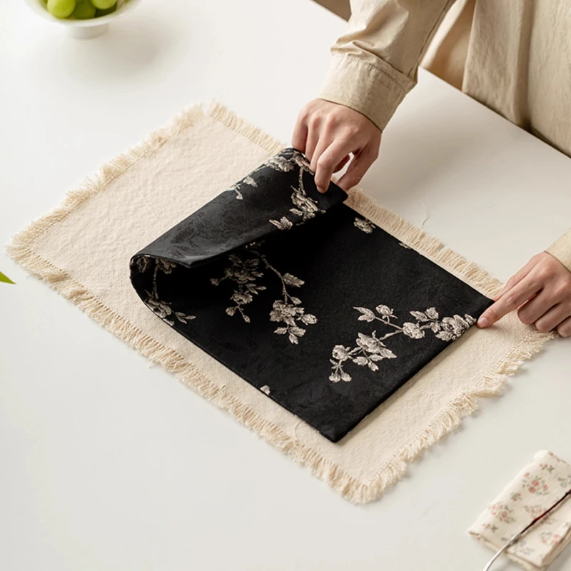 新中式防水茶席茶垫禅意流苏干泡垫复古隔热垫茶桌布垫茶道配件