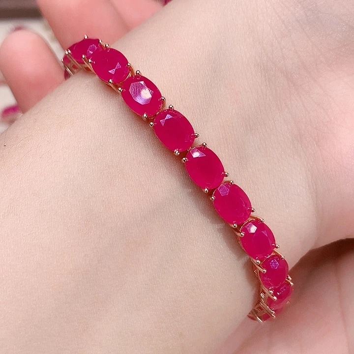 手链银S925镶嵌红宝石