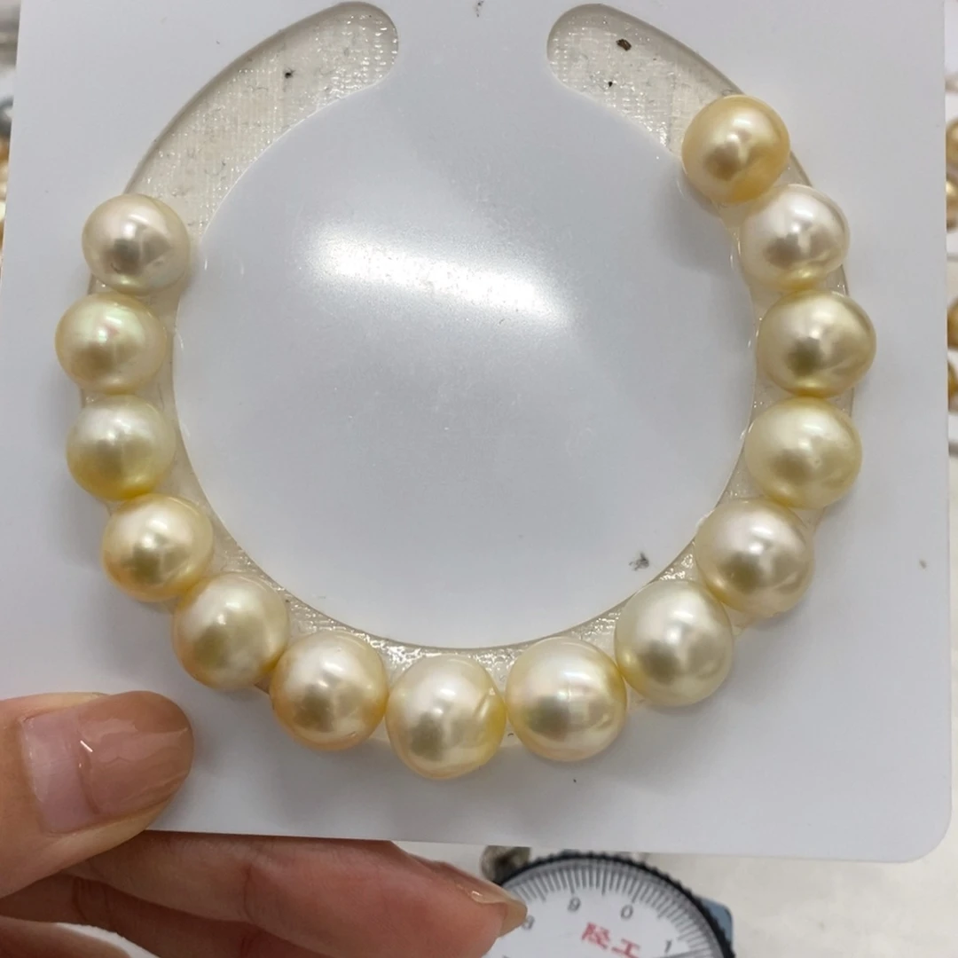 海水珍珠裸珠奶油金微瑕11.5-12.5共14颗
