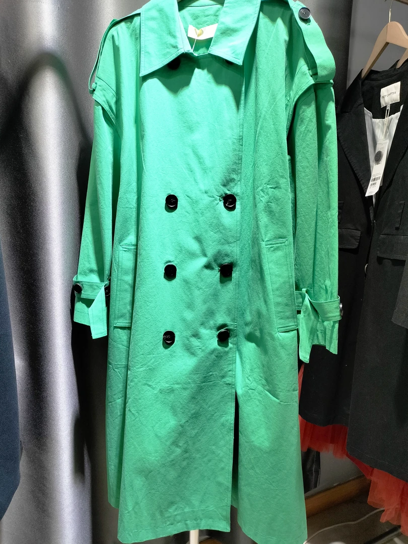 高智感双排扣宽松风衣复古优雅中长款英伦风高端女装外套