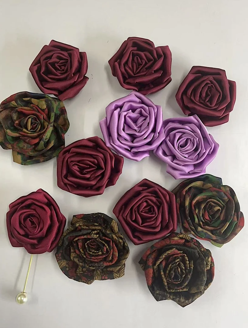 手工diy布艺玫瑰花胸花成品 材料包