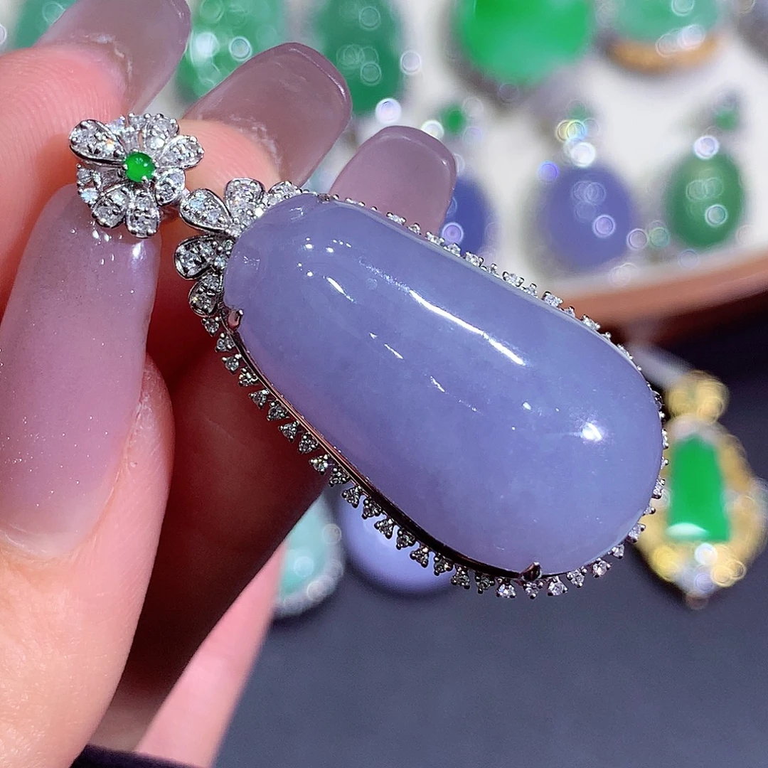 翡翠18K金镶嵌吊坠(不含链)