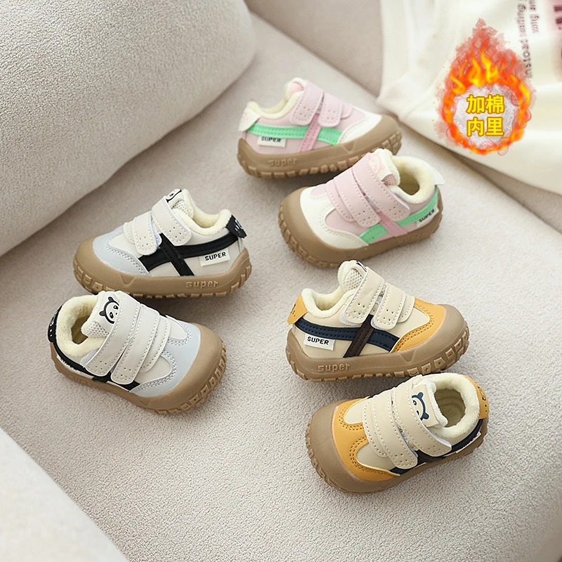 16-26码学步鞋秋冬软底防滑男童百搭休闲女童软底板鞋时尚二棉鞋