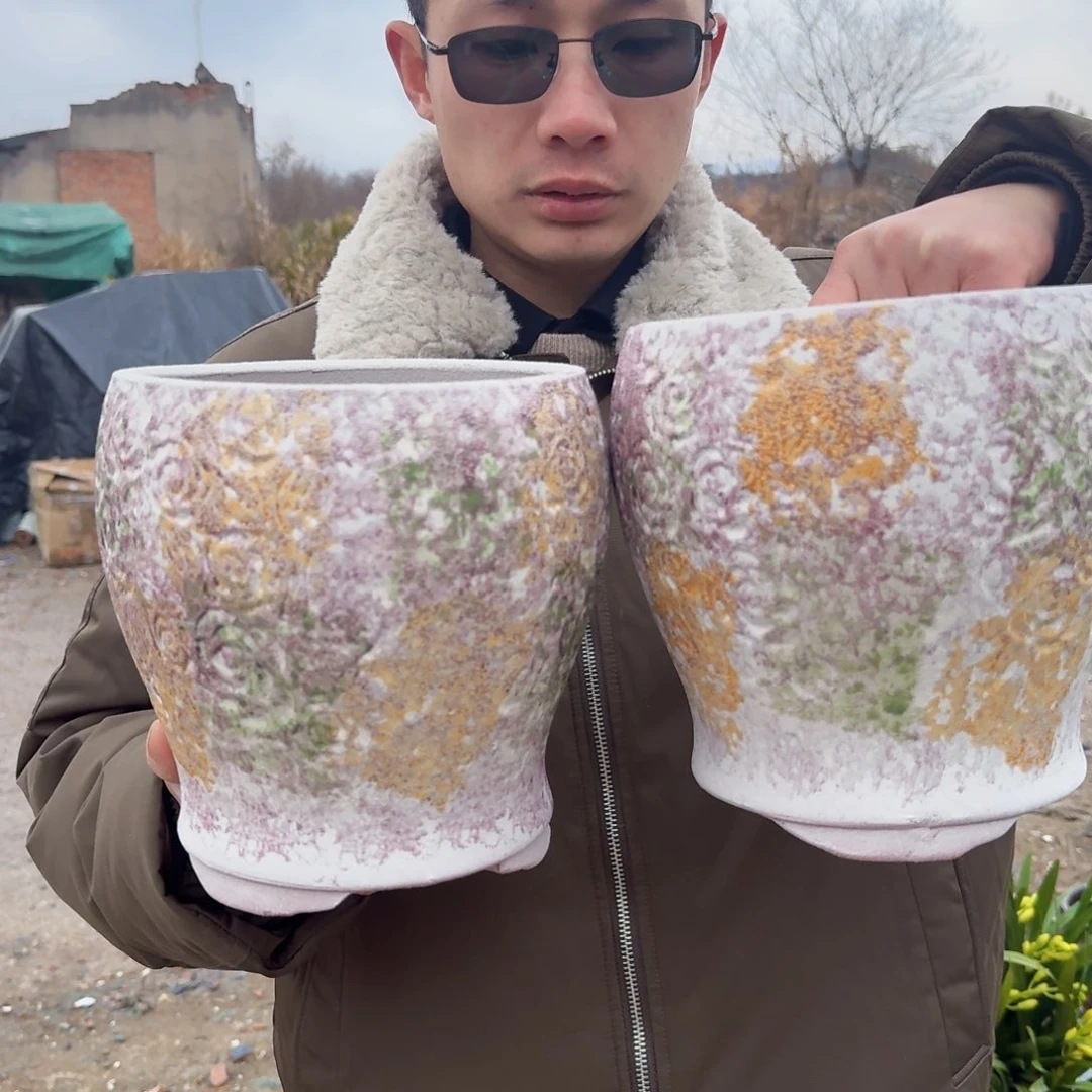 紫砂公道杯口18高21（两个玫瑰花紫色泡泡