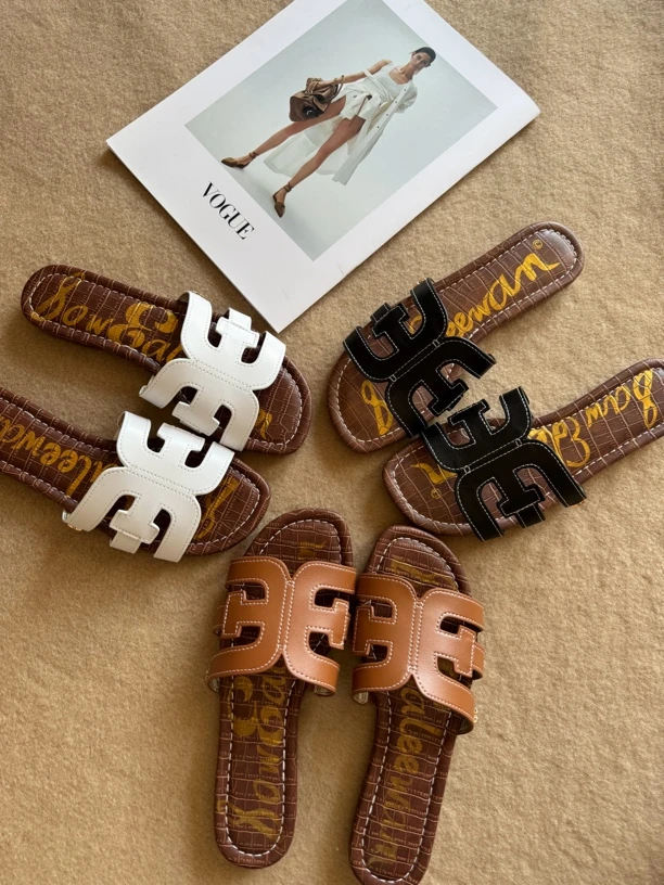 【东莞奔亿】亏米引流款 虞书欣同款牛皮女拖鞋BAY平底40大码