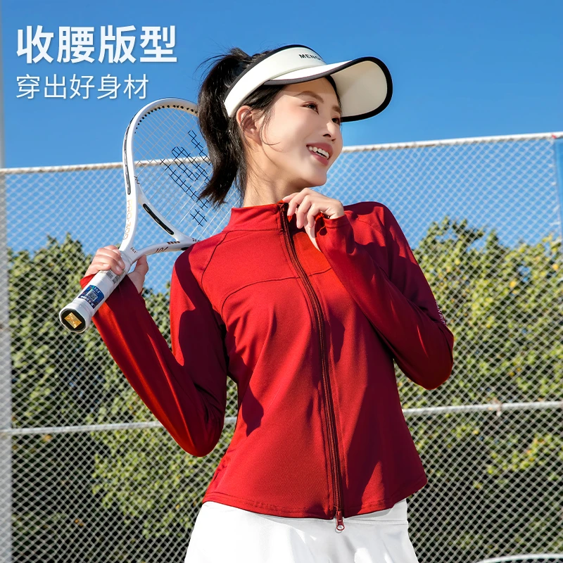 春秋季新款瑜伽外套户外休闲运动健身速干高弹力收腰薄款女士9307