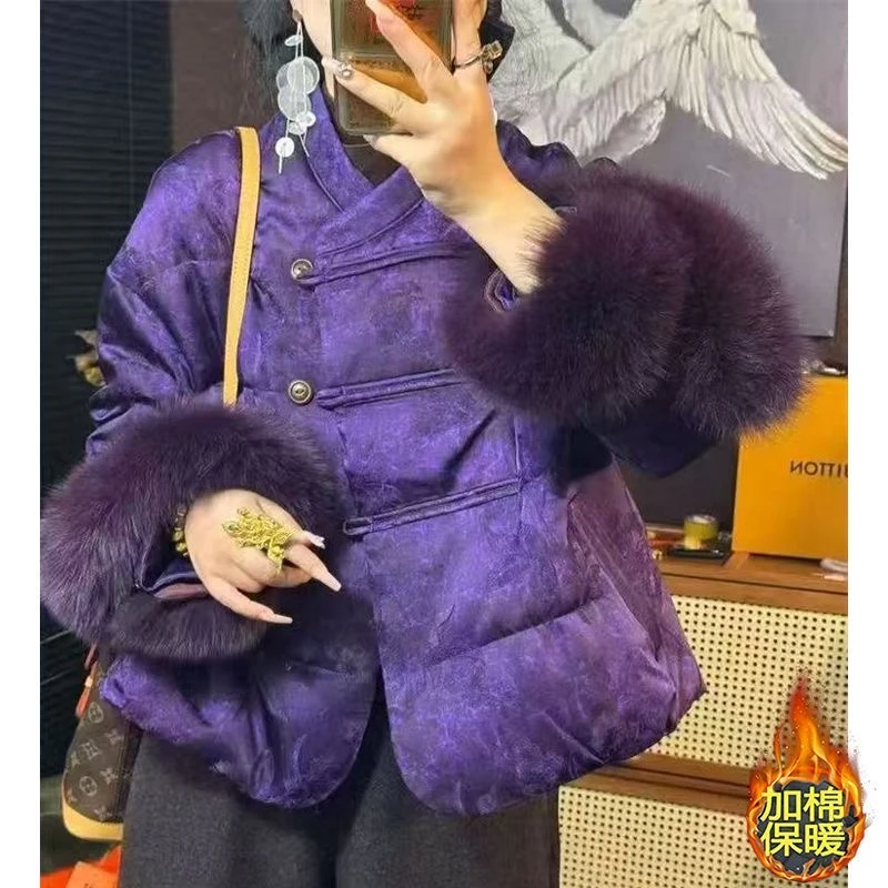 冬季新中式复古盘扣百搭外套时尚保暖加厚显瘦气质减龄过年棉袄女