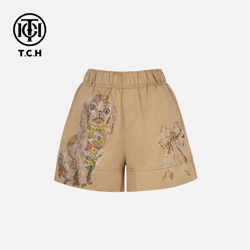 TCH私服烫钻工艺新时尚淑女百搭新潮流短裤女T75B21E5132轻奢tch