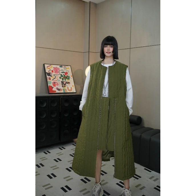 3416-200斤可穿长款显瘦百搭棉服马甲（衣长110-125/胸围150）