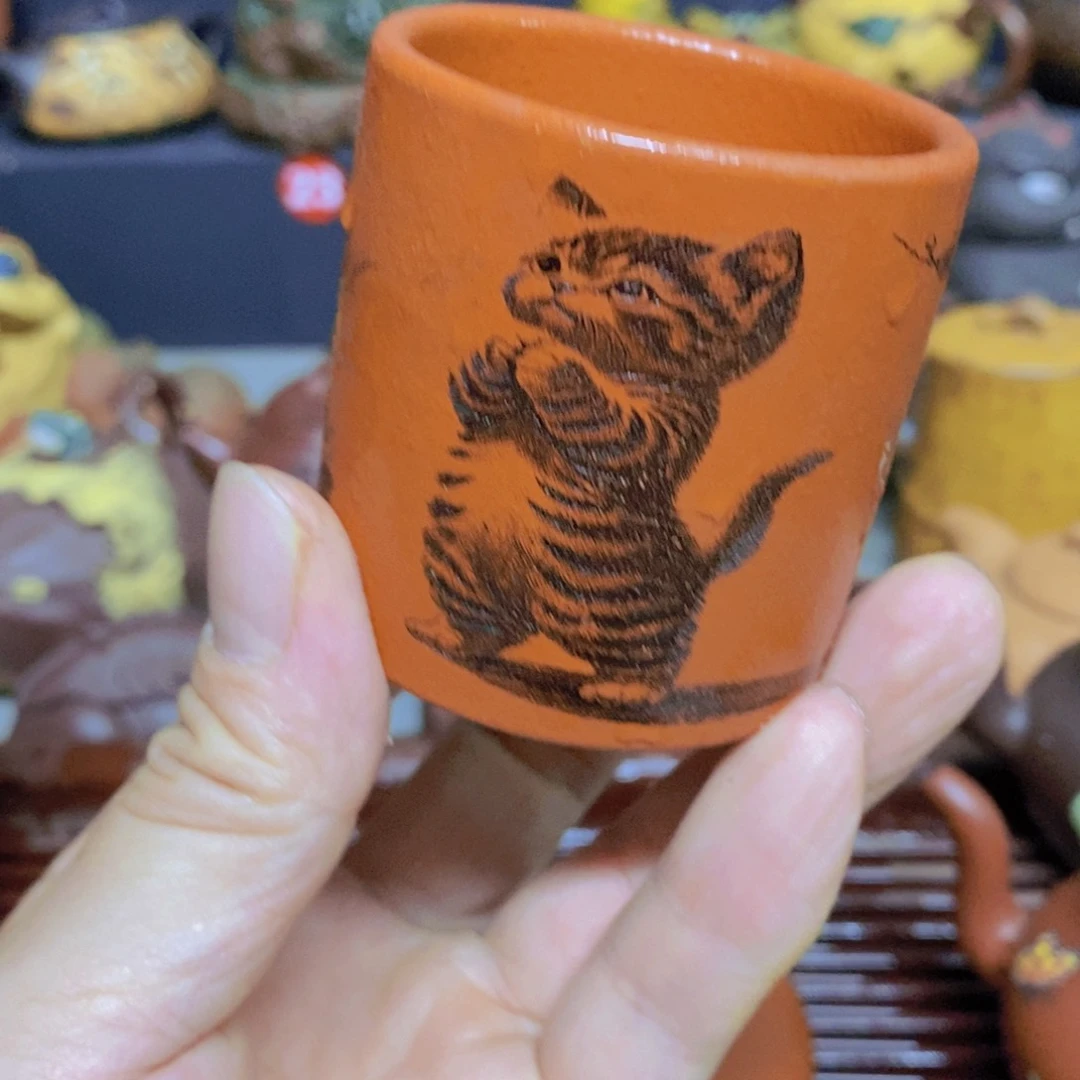 茶杯绿泥紫砂紫砂