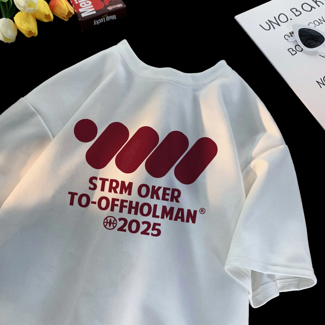 休闲高街百搭复古男重磅美式圆领短袖T恤ins潮流大码夏季半袖小众