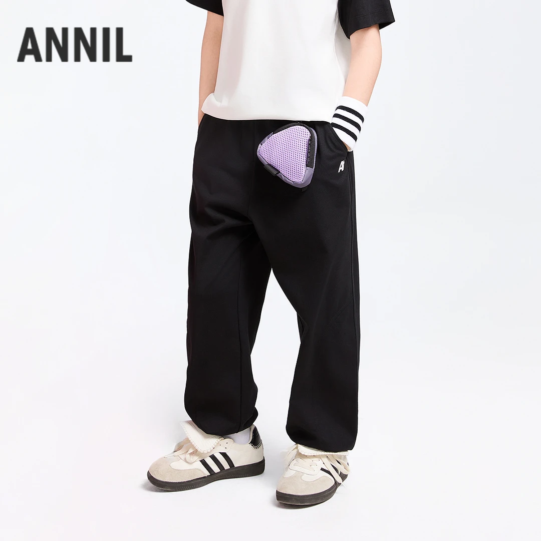 【休闲裤】男女童透气针织单裤春季新款安奈儿童装EM516066