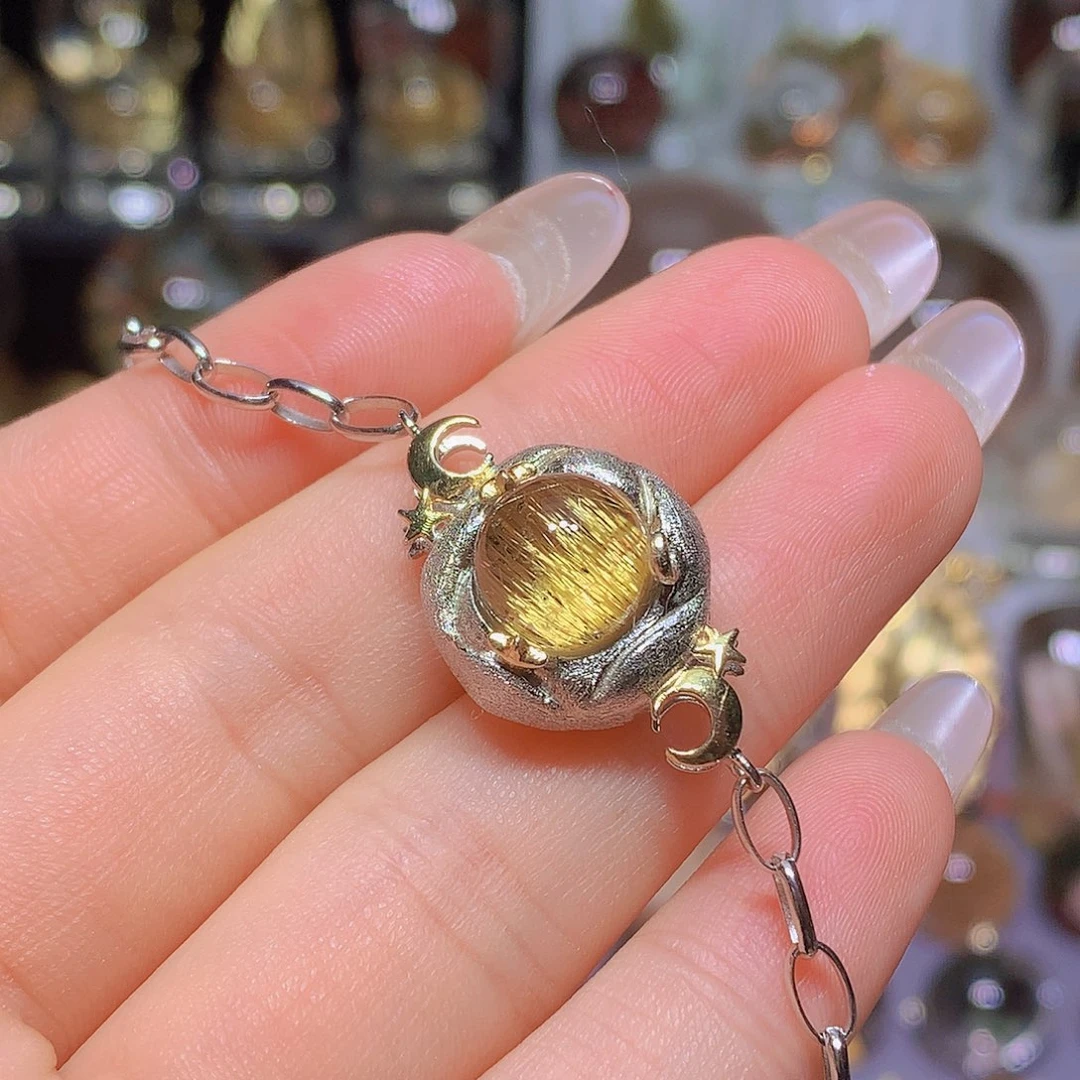 水晶珠宝半成品银S925镀金镶嵌手链