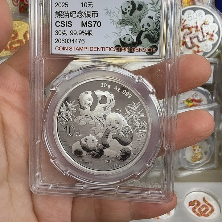 纯银2025年30克熊猫银币评级