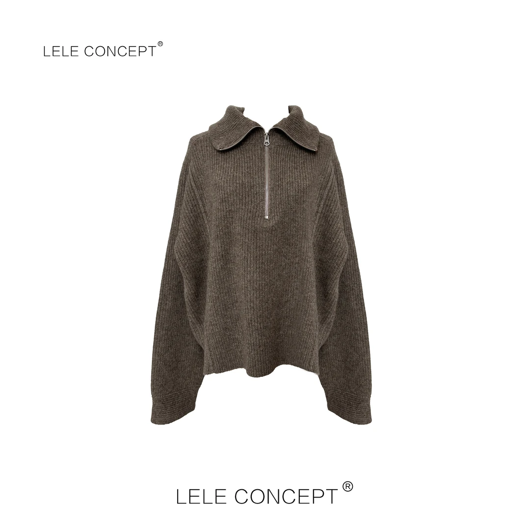 LELE CONCEPT丨时尚舒适休闲百搭款半拉链立领毛衣FA25D0050W