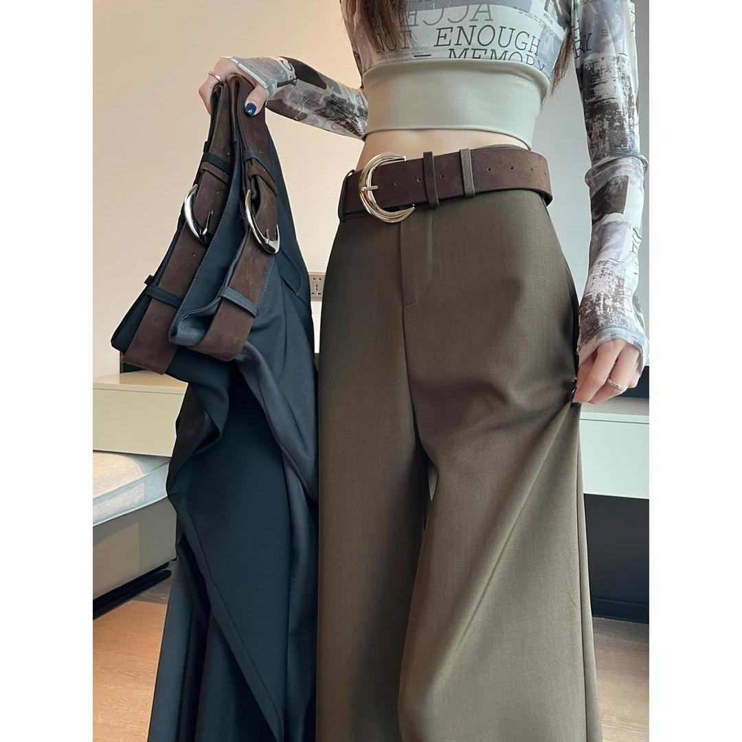 高级感西装裤女春秋季2025新款高腰显瘦休闲垂感直筒拖地阔腿裤子