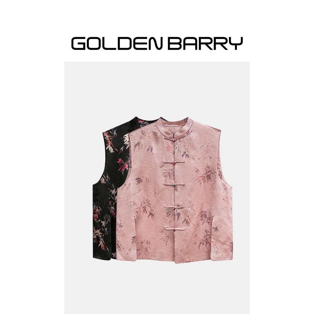 GOLDENBARRY【夏日冰点】123132新中式烫金国风印花无袖马甲【微瑕】