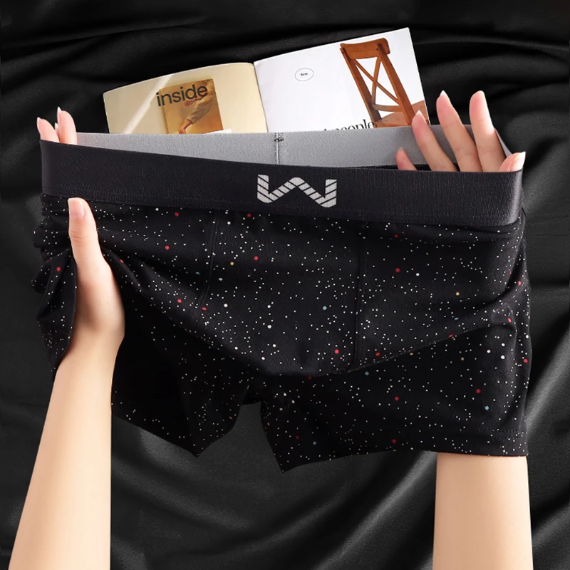 新款星点男士内裤棉质舒适透气男生四角裤潮流时尚运动男款平角裤
