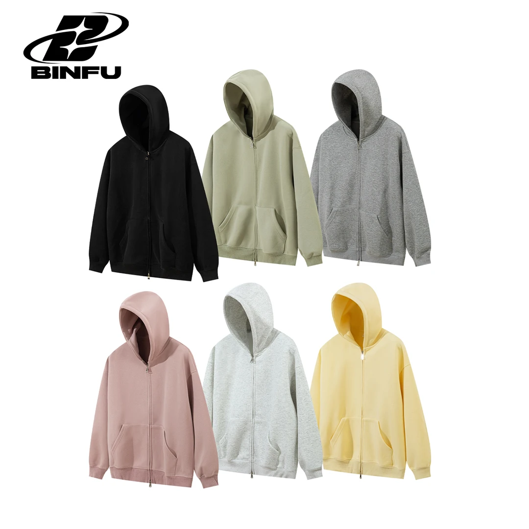 BINFU定制 秋季基础百搭松弛慵懒感宽松男女同款休闲纯色连帽卫衣