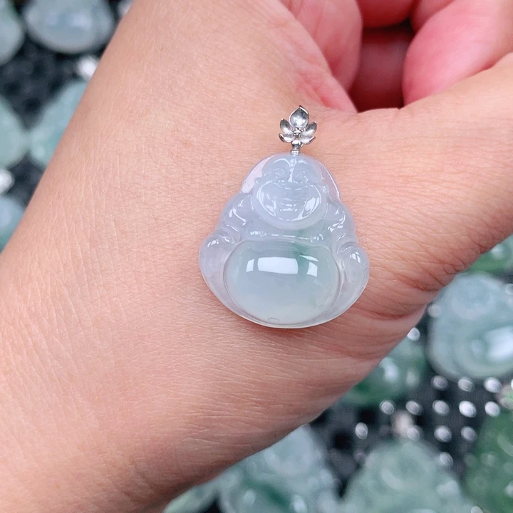 翡翠18K金镶嵌吊坠(不含链)19.9×19.3×6.6