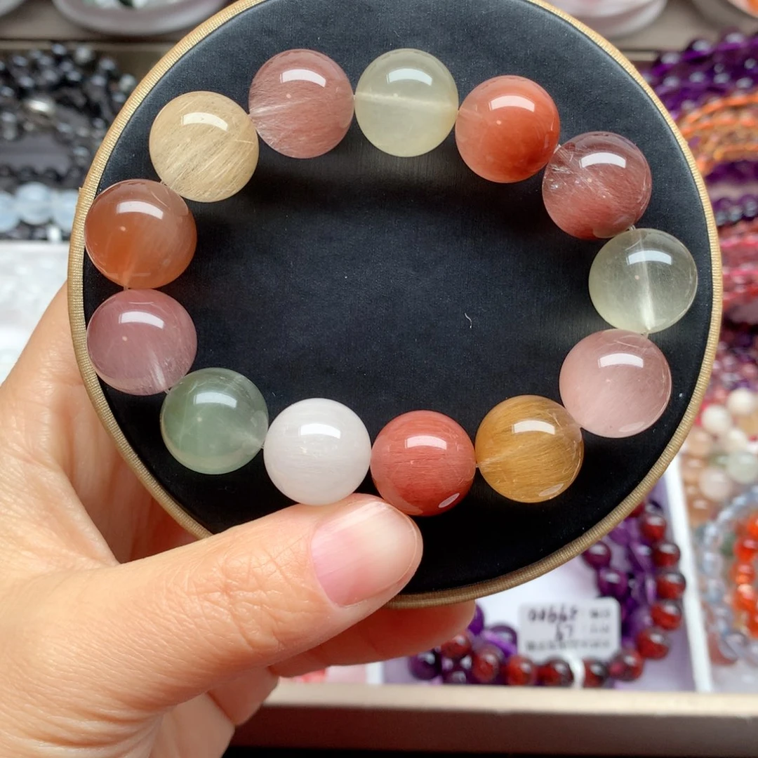 水晶未镶嵌手链拉丝彩兔毛15