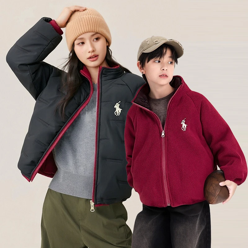 【加厚双面穿】亲子冬季假两件男女童秋冬季新款夹棉外套男女童外套