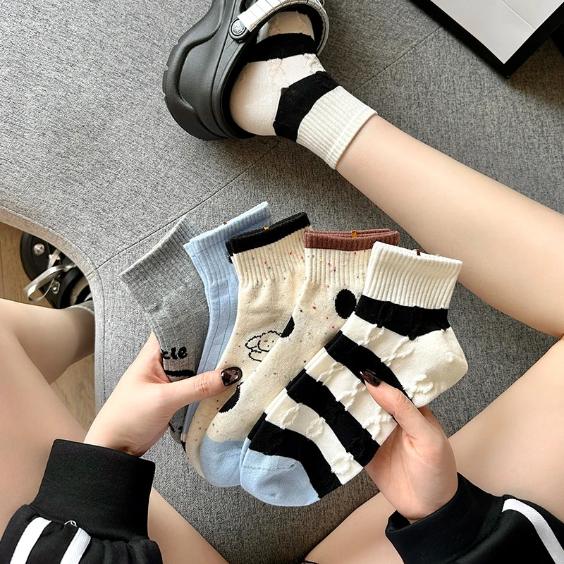 袜子女夏季薄款短袜搭配凉鞋学院风女款女生无骨袜运动短筒袜夏天