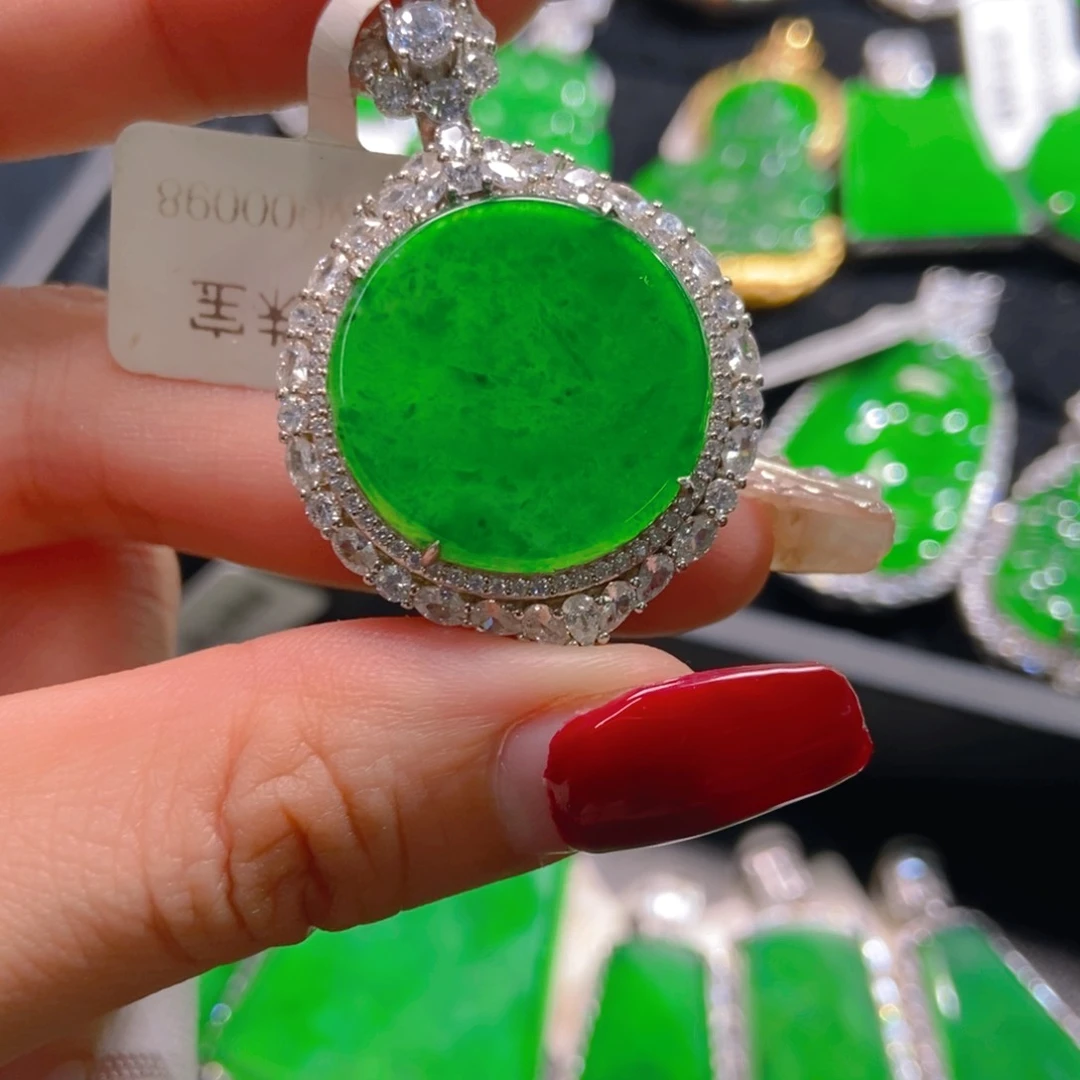 翡翠吊坠(不含链)银S925镶嵌