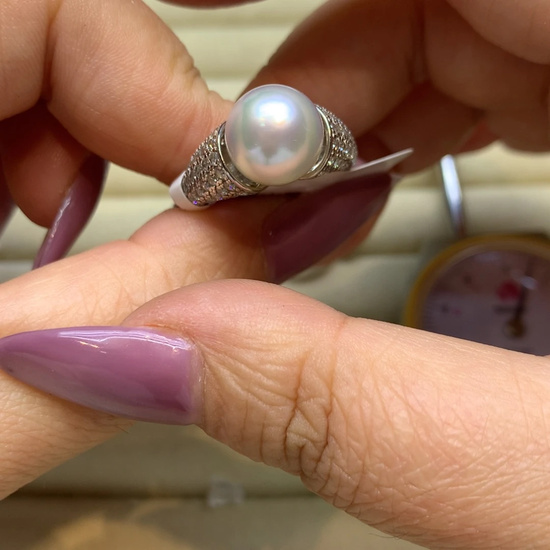 银S925镶嵌戒指海水珍珠