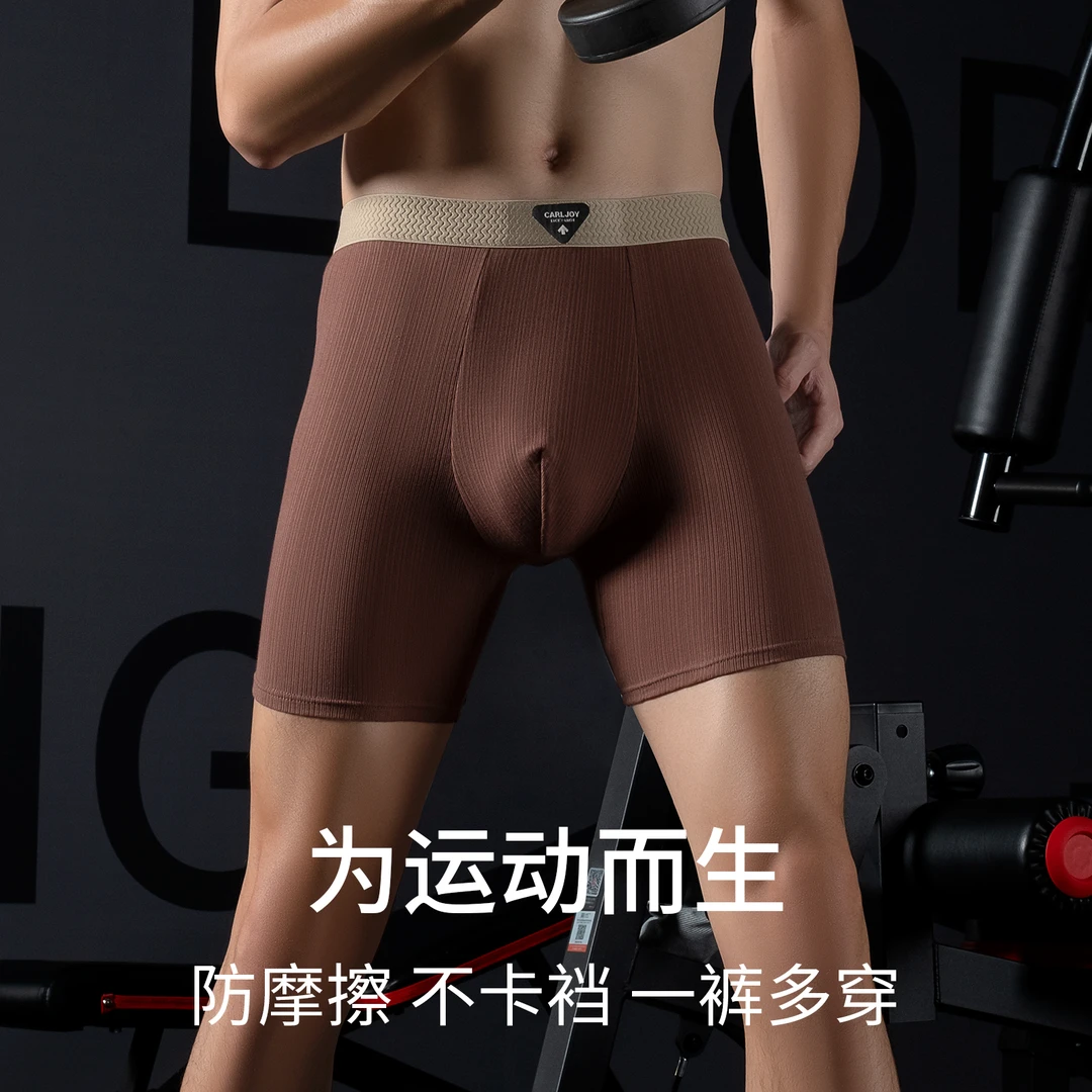 CAREKOTY精梳棉男士防磨腿运动内裤大码青年透气舒适简约平角内裤
