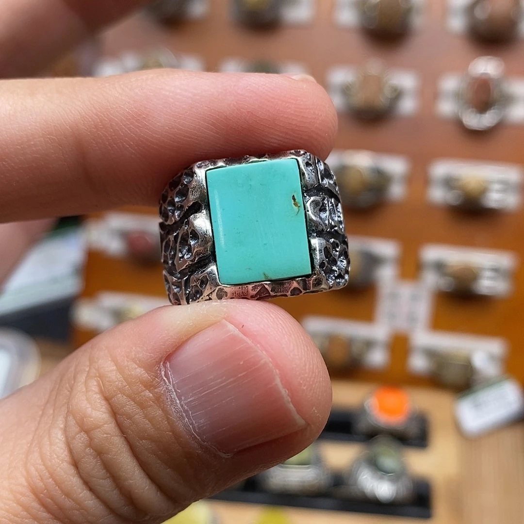 绿松石银S925镶嵌戒指