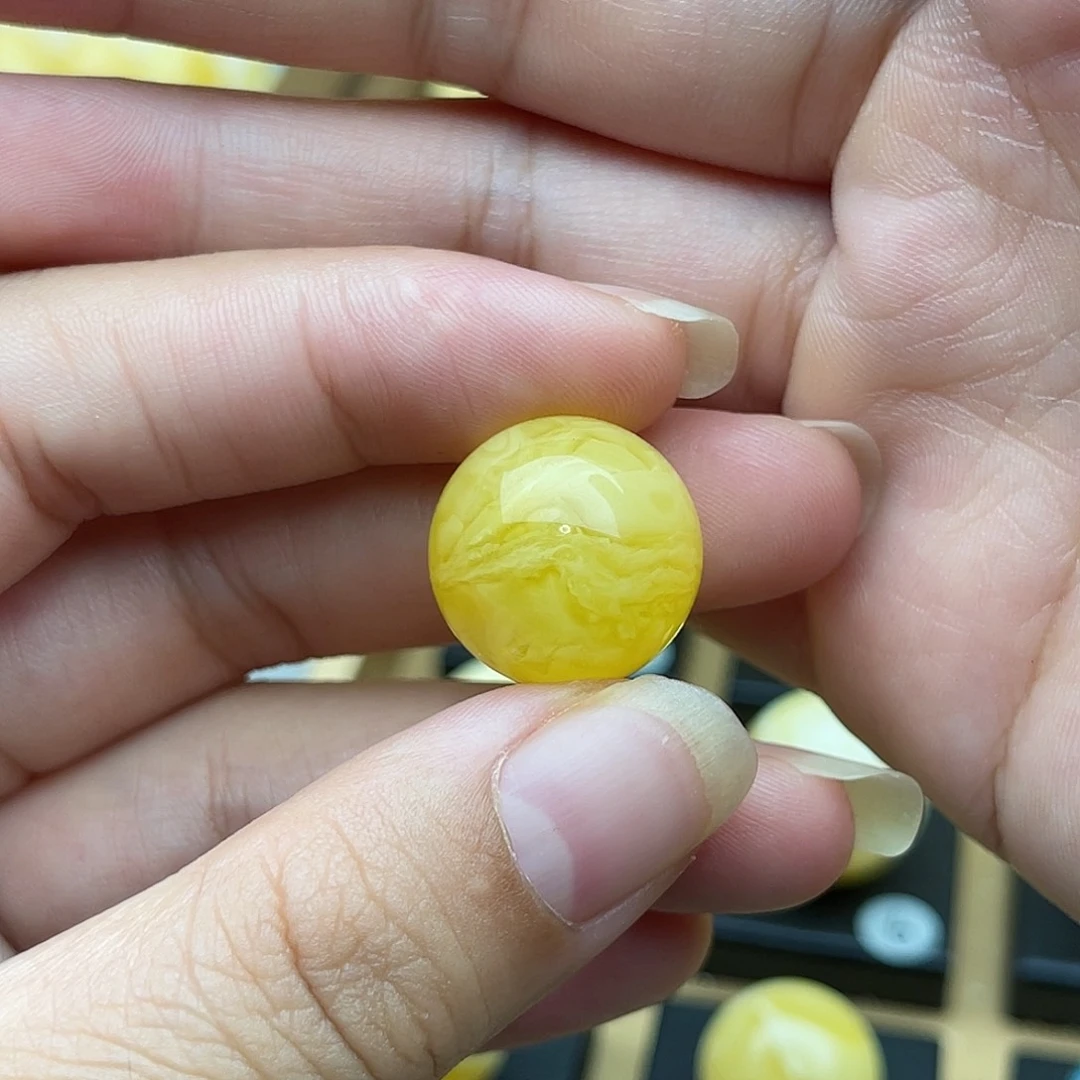 裸石琥珀未镶嵌@***茫蜜蜡圆珠梦微瑕