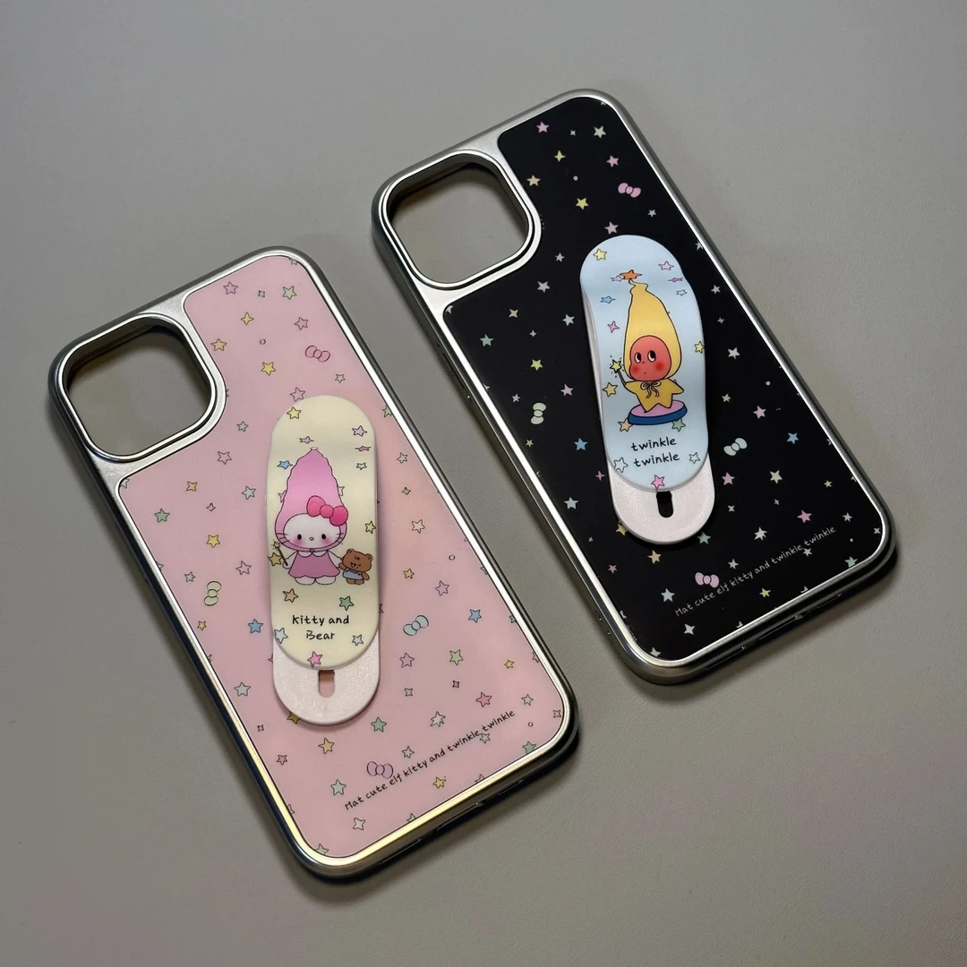 彩色魔法Kitty星星人适用17/16手机壳14创口贴支架15可爱13套