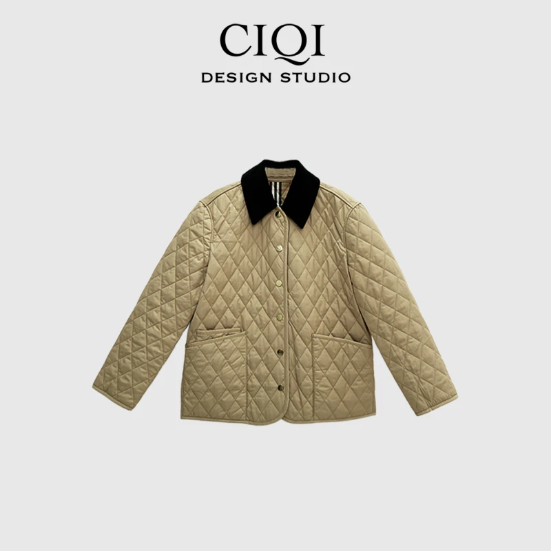 CIQI STUDIO【菱形黄金甲】女士秋冬宽松保暖休闲百搭棉服外套G0667