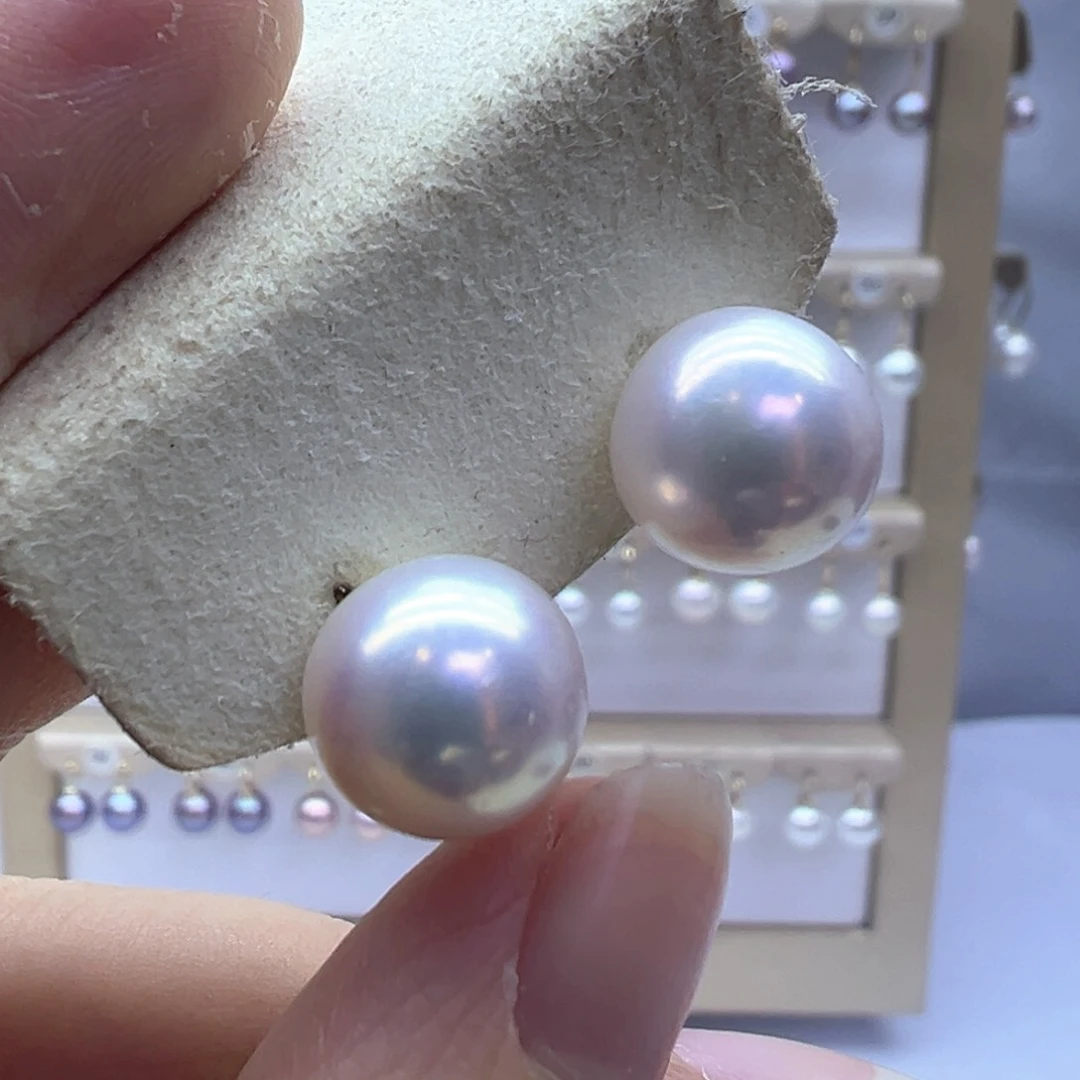 18K金镶嵌淡水珍珠耳饰