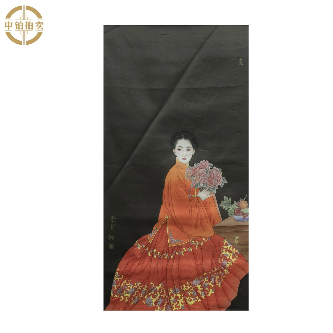 lot0077 崔景哲 人物 绢本原片 64cm*129cm 约7.4平尺