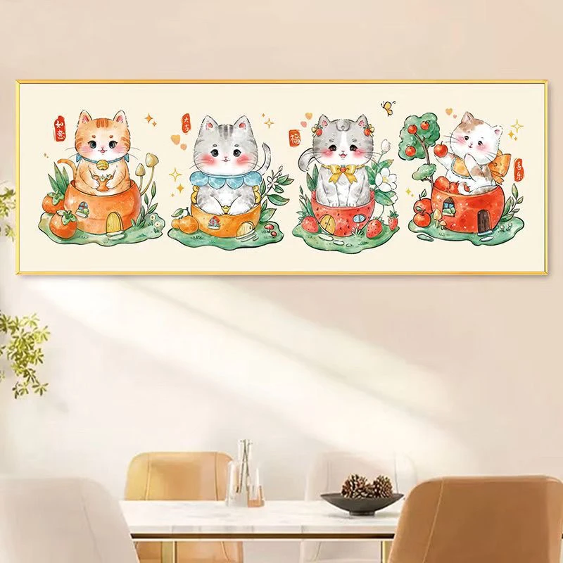新款可爱猫咪十字绣01133客厅卧室适合新手手工自绣卡通套件