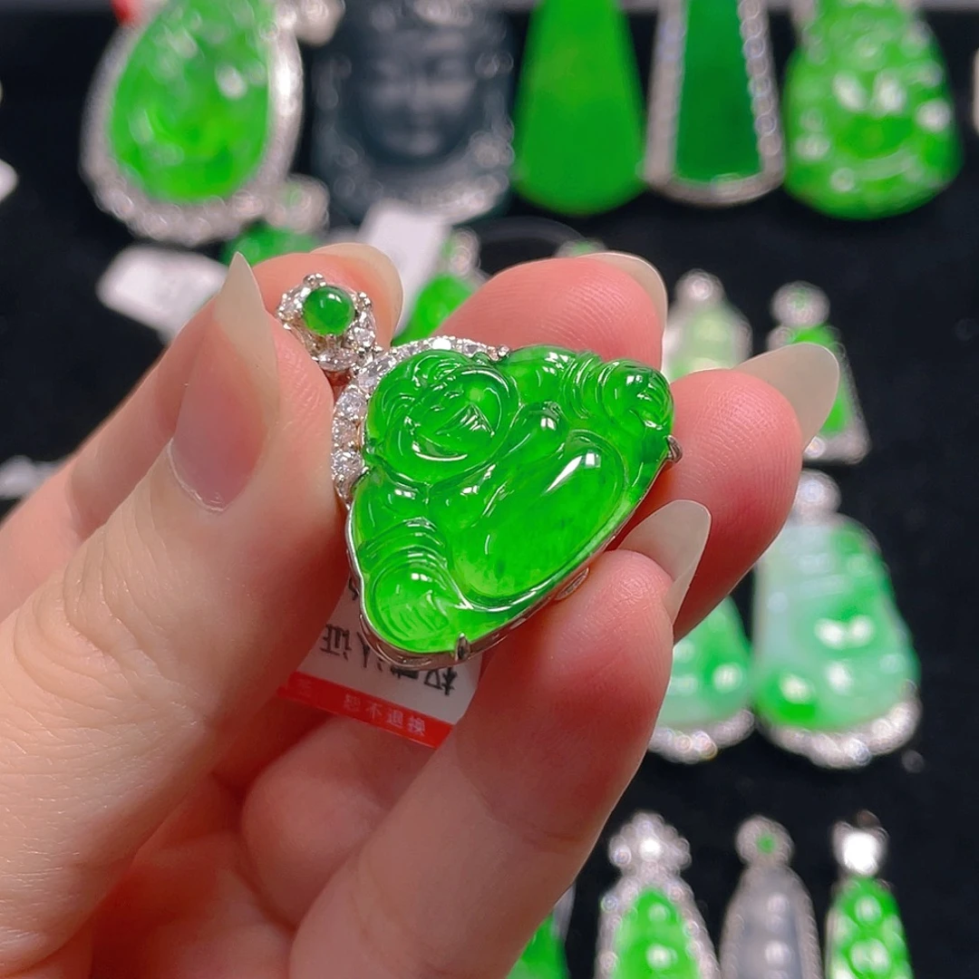 吊坠(不含链)银S925镶嵌翡翠