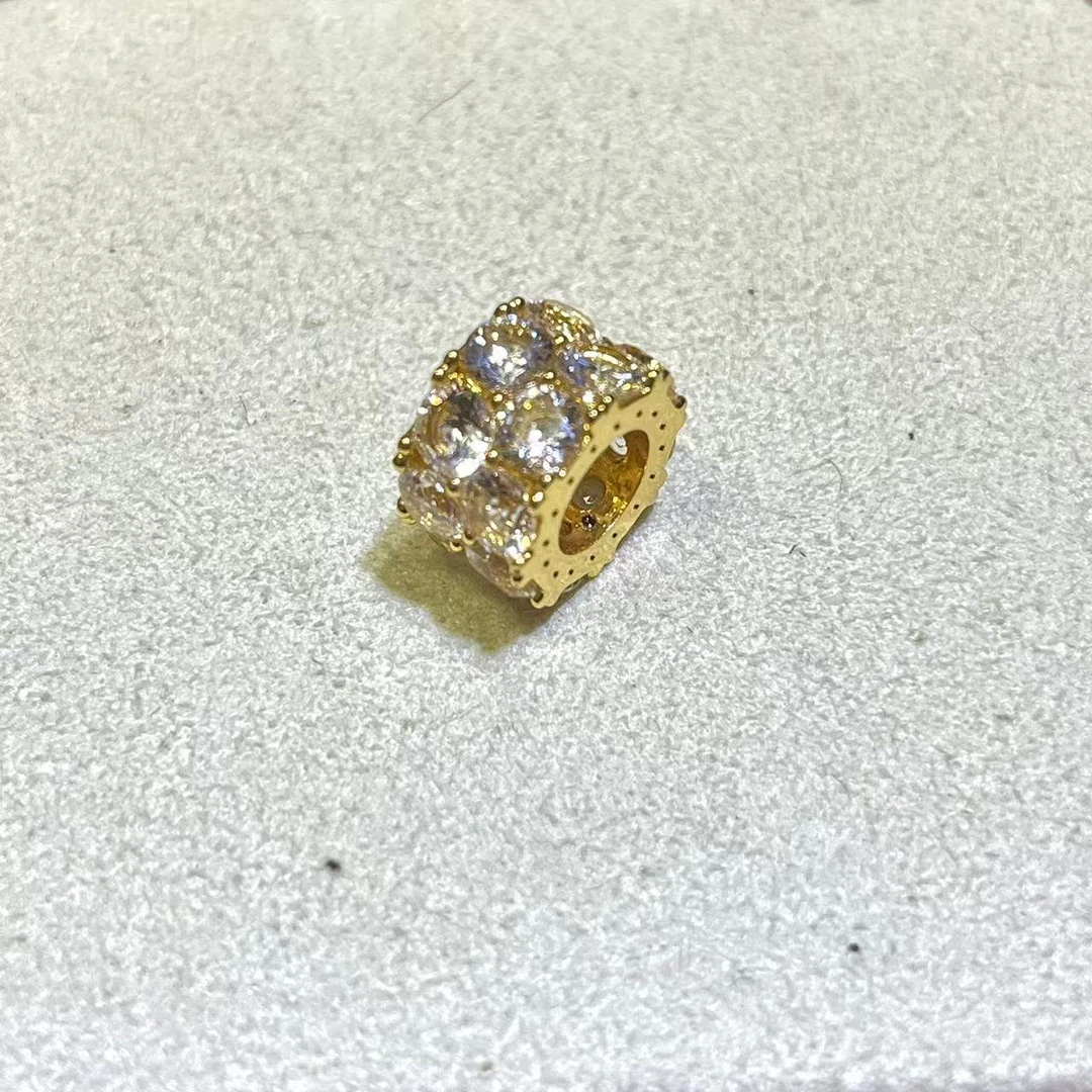 18k 金满镶双排爆闪路路通配件约 12mm