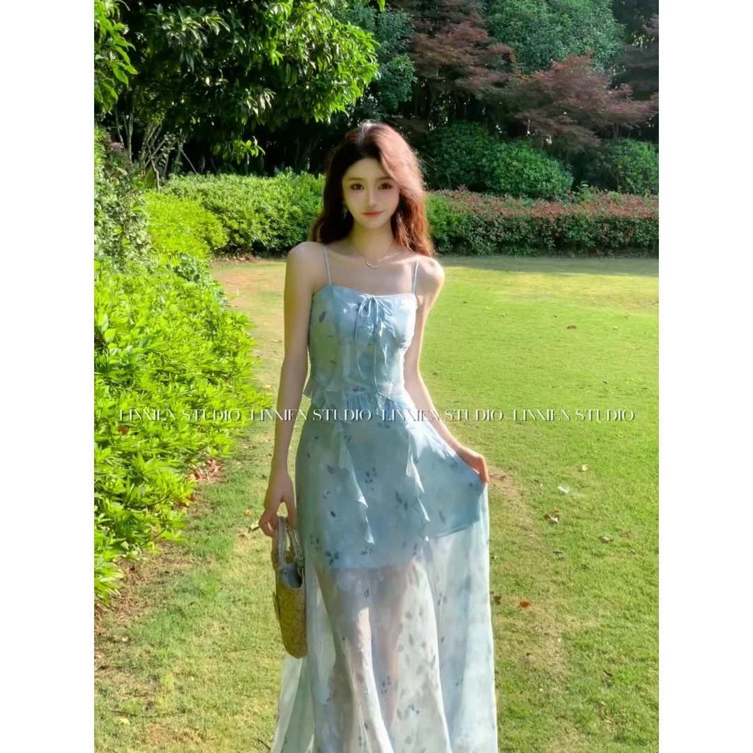 西恩定制●【花期如梦】夏季时尚设计感碎花上衣半裙套装LNX5TZ0908