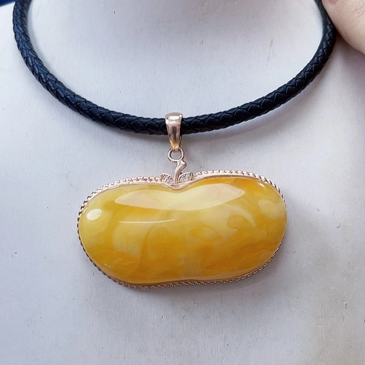 蜜蜡银S925镶嵌裸石吊坠