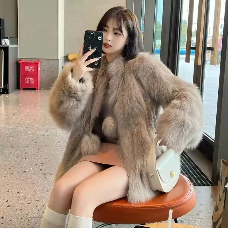 女款毛绒皮草短款外套宽松百搭ins上衣中长款开衫【C区】3735 C13顶