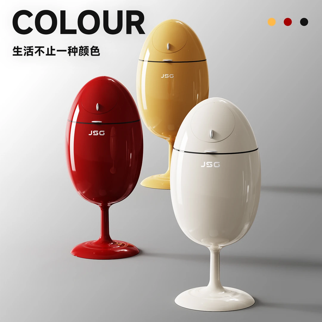 旋转开盖北欧风防臭带盖垃圾桶浴室桌面免打孔可爱恐龙蛋垃圾桶
